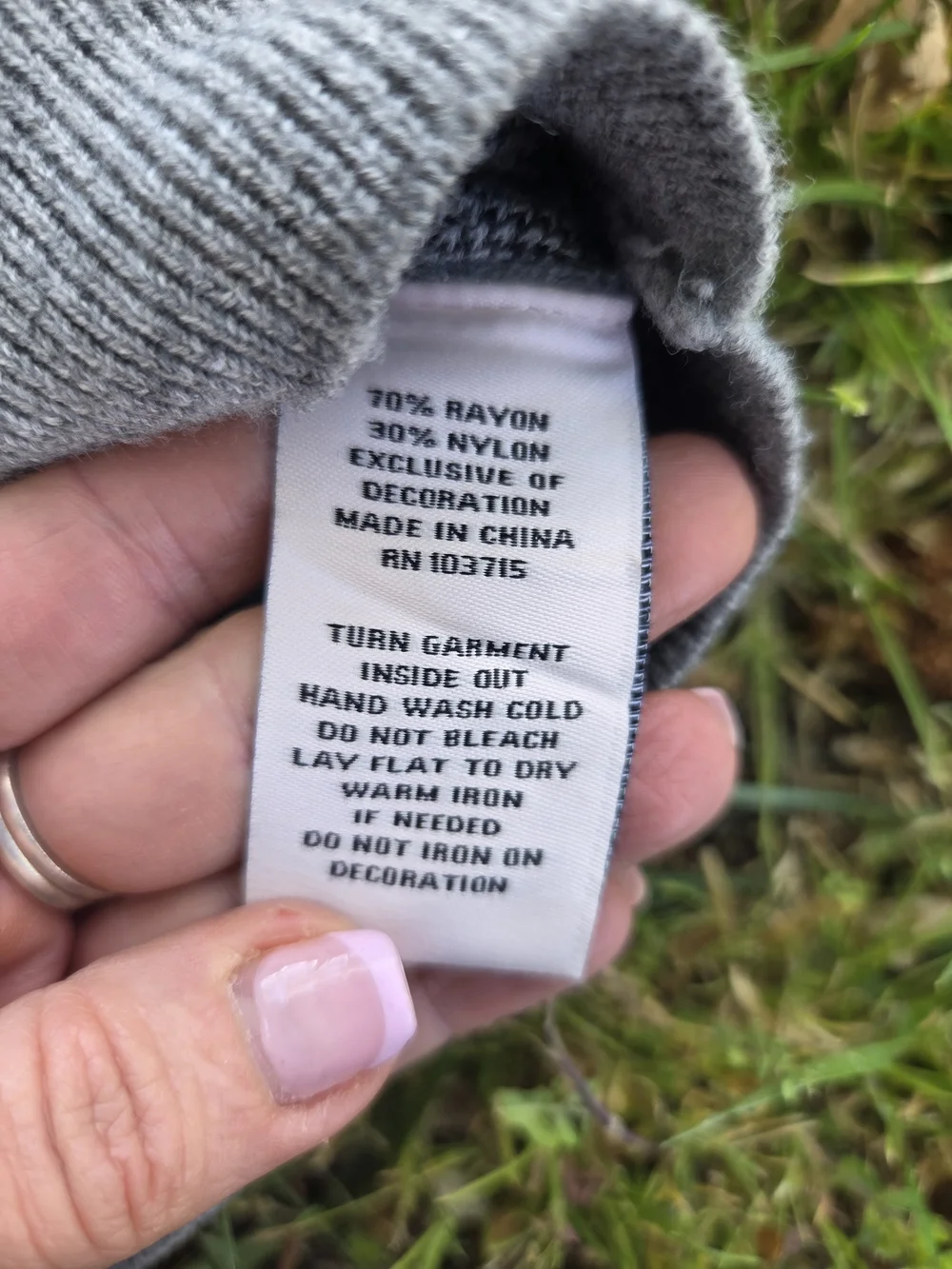 Nanette Lepore Gray Sweater with Black Heart Accents and Rhinestone Studs - Picture 5 of 6